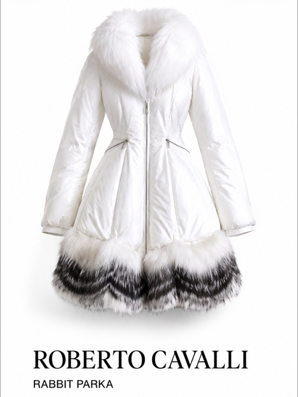 ROBERTO CAVALLI Authentic Fur-Trim Down Jacket | Limited Edition | 🇮🇹 | EU 40